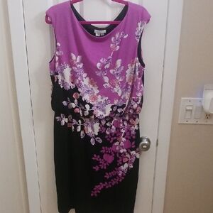London Times Purple and Black Asymmetrical Dress